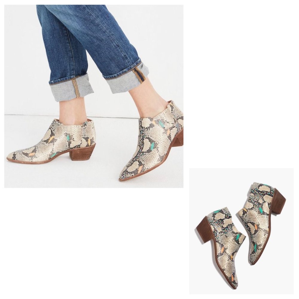 Madewell Colorful Faux Snake Skin Bootie